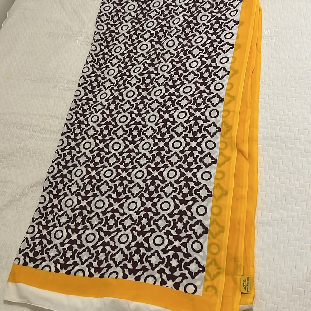 Roberta Roller Rabbit Oblong Scarf Yellow/Black Sz Large